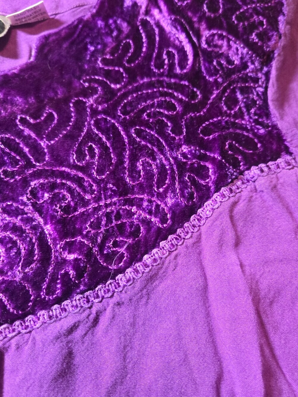 Vintage Mamta Tiered Skirt And Top Size Large (One Size) Purple Velvet Like - Picture 15 of 16